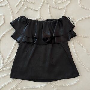 Lulu's Black Sleeveless Ruffled Off-the-Shoulder Blouse